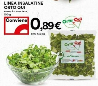 Coop Orto Qui Insalatine Valeriana offerta