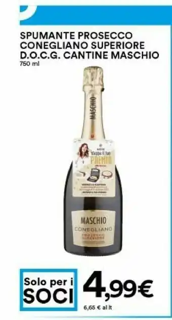 Coop Cantinè Maschio Prosecco Conegliano Superiore Docg offerta