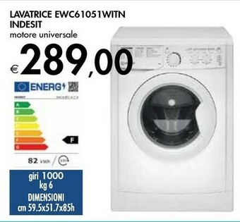 Bennet Indesit EWC 61051 W IT N Lavatrice Libera Installazione Caricamento Frontale 6 Kg 1000 Giri/min F Bianco offerta
