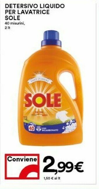 Coop Sole Detersivo Liquido Per Lavatrice offerta