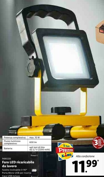 Lidl Parkside Faro Led Ricaricabile Da Lavoro offerta