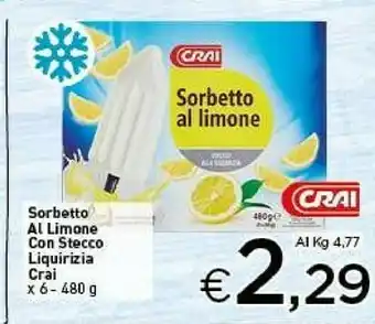 Crai Crai Sorbetto Al Limone Con Stecco Liquirizia offerta