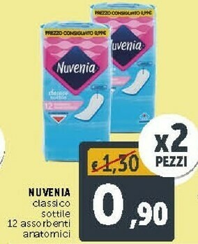Deco Supermercati Nuvenia Classico Sottile 12 Assorbenti Anatomici offerta