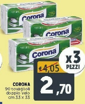 Deco Supermercati Corona 90 Tovaglioli Doppio Velo offerta