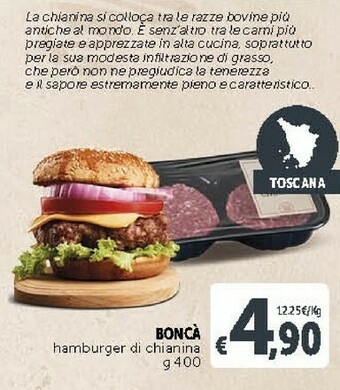 Deco Supermercati Boncà Hamburger Di Chianina 400 G(ml) offerta
