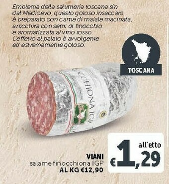 Deco Supermercati Viani Salame Finocchiona Igp offerta