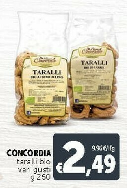 Deco Supermercati Concordia Taralli Bio Vari Gusti 250 G offerta