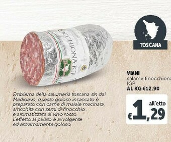Deco Supermercati Salumificio viani Salame Finocchiona Igp offerta