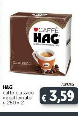 Deco Supermercati Hag Caffè Classico Decaffeinato 250 G offerta