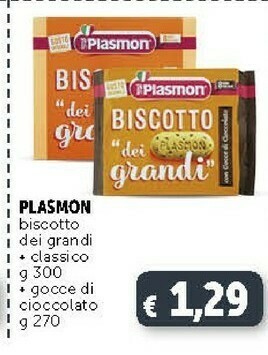 Deco Supermercati Plasmon Biscotti Dei Grandi Con Gocce Di Cioccolato 270 G(ml) offerta