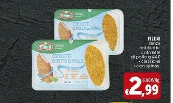 Fileni Cotolette Di Pollo Classiche/ Con Spinaci Senza Antibiotici 440 G