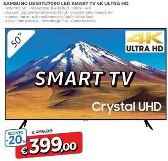 Samsung Samsung Ue50tu7090 Led Smart - Schermo 50 - Risoluzione 3840x2160 - Hdmi Decoder Digitale Terrestre Dvb-t2