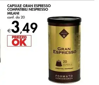 Bennet Nespresso Capsule Gran Espresso Compatibili Milani offerta