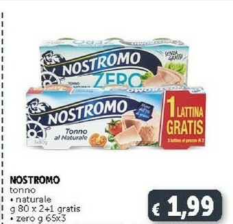 Deco Supermercati Nostromo Tonno Al Naturalo Gratis I Tonno I Naturale I G 80 X 2+1 offerta