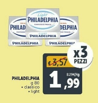 Deco Supermercati Mondelez Philadelphia Classico Formaggio Fresco offerta