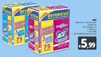 Ace Detersivo Liquido Per Lavatrice Classico/ Colorati/ Aromatherapy Energy 25 Lavaggi