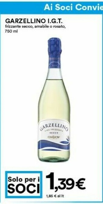 Coop Garzellino Vino Frizzante Amabile 750 G(ml) offerta