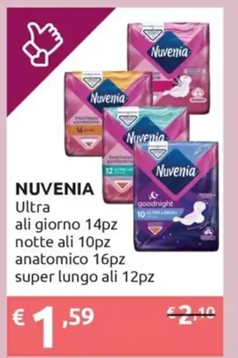 Nuvenia Ultra Ali giorno 14 pz, Notte Ali 10 pz Anatomico 16 pz, Super Lungo Ali 12 pz