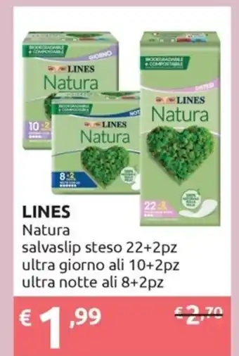 Lines Natura Salvaslip Steso 22+2 pz, Ultra Giorno Ali 10+2pz, Ultra Notte Ali 8+2pz