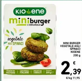 Conad Mini burger vegetale agli spinaci kioene offerta