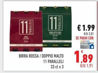 Conad City Birra rossa / doppio malto 11 paralleli offerta