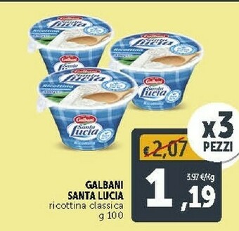 Deco Supermercati Galbani Ricottina Santa Lucia 100 G(ml) offerta
