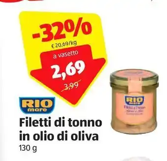 ALDI Filetti di tonno in olio di oliva offerta
