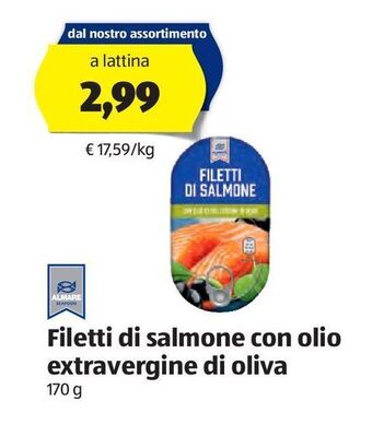 ALDI Filetti di salmone con olio extravergine di oliva offerta