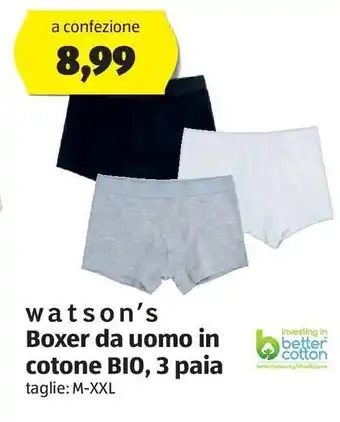 ALDI Boxer per uomo in cotone bio, 3 paia offerta