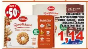 Gros Doria Biscotti Sempligissimi 280 g Avena E Cacao - Farro Enocciola Grano Saraceno E Frutti Bossa offerta