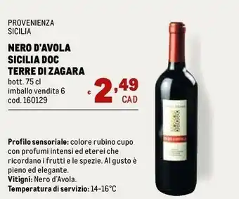 Metro Dell Nero d'Avola offerta