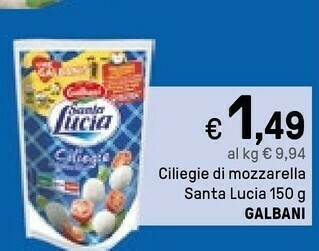 Iper La Grande Santa lucia Ciliegie Di Mozzarella 150 G(ml) offerta