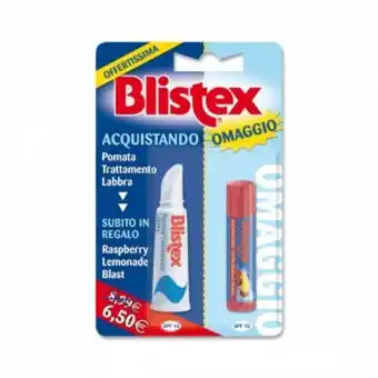 Blistex pomata tubetto 6 grammi+stick raspberry lemonade 4,25 grammi