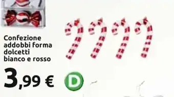 Confezione addobbi forma dolcetti bianco e rosso