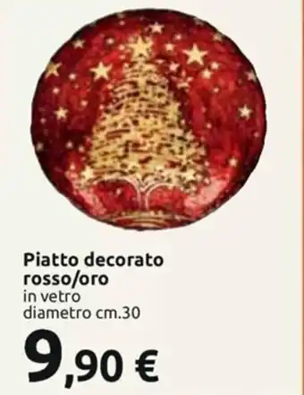 Esselunga Piatto decorato rosso/oro cm.30 offerta
