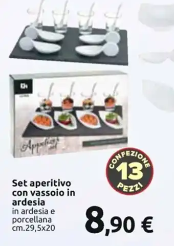 Esselunga Set aperitivo con vassoio in ardesia cm.29,5x20 offerta