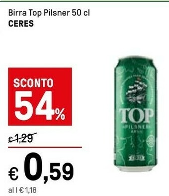 Iper La Grande Ceres Top Pilsner 500 G(ml) offerta