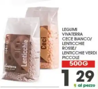 Vivaterra Legumi Cece Bianco/Lenticchie Rosse/Lenticchie Verdi Piccole 500 g