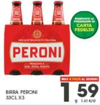 Eurospar Peroni Birra 33cl x3 offerta