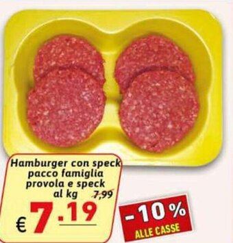 Ipercarni Hamburger con speck pacco famiglia provola e speck al kg offerta