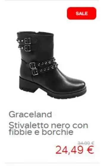Stivaletto nero con fibbie e borchie