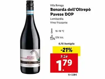 Lidl Bonarda dell'oltrepò pavese dop offerta