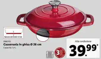 Lidl Casseruola in ghisa diametro 26cm offerta