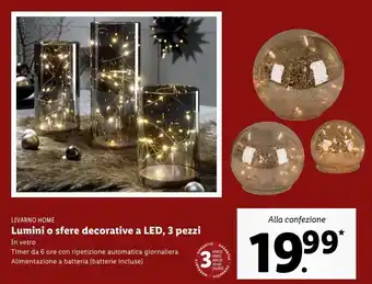 Lidl Lumini o sfere decorative a led 3 pezzi offerta