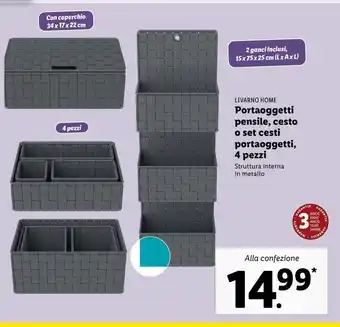 Lidl Portaoggetti pensile, cesto o set cesti portaoggetti 4 pezzi offerta