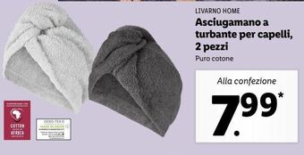 Lidl Asciugamano a turbante per capelli 2 pezzi offerta