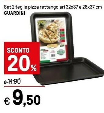 Guardini Set 2 Teglie Pizza Rettangolari 32 X 37 E 26 X 37 Cm