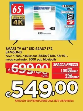 Bennet Smart tv 65" samsung offerta