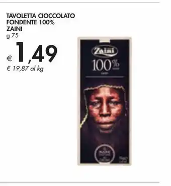Tavoletta cioccolato fondente 100% zaini