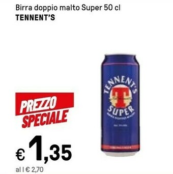 Iper La Grande Tennent's Birra Doppio Malto Super 50 Cl offerta